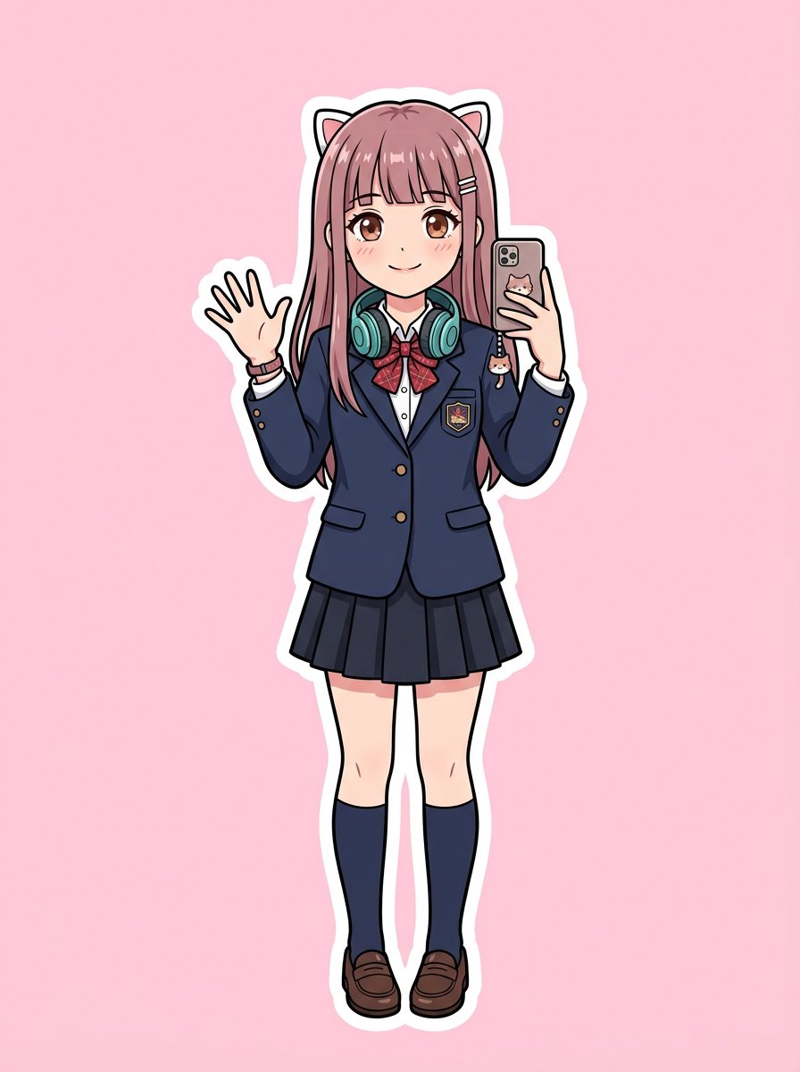 Ilustrasi Nakano Miku — maskot bot WhatsApp